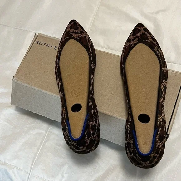 New in Box Rothy’s the Point Ballet Flat Slip On Shoe in Mocha Spot Animal 10.5 - Picture 11 of 11